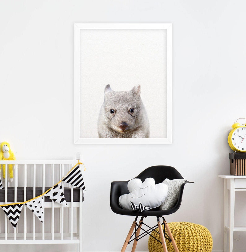 Wombat Print, Baby Wombat Wall Art, Cute Baby Animal Prints, Australian Animal, Nursery Animals Art, Nursery Decor, Kids Room Printable Art image 3