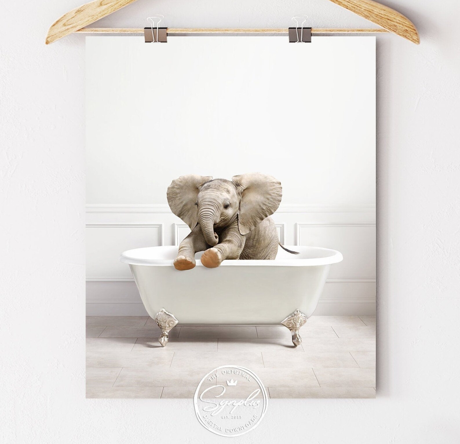 Baby Elephant Bathtub Baby Elephant Bathing Elephant Taking Etsy