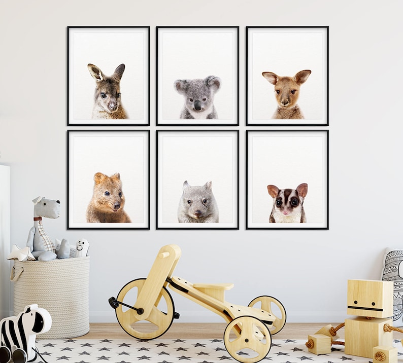 Australian Animals Print Nursery Decor Baby Animals Set 6 Etsy