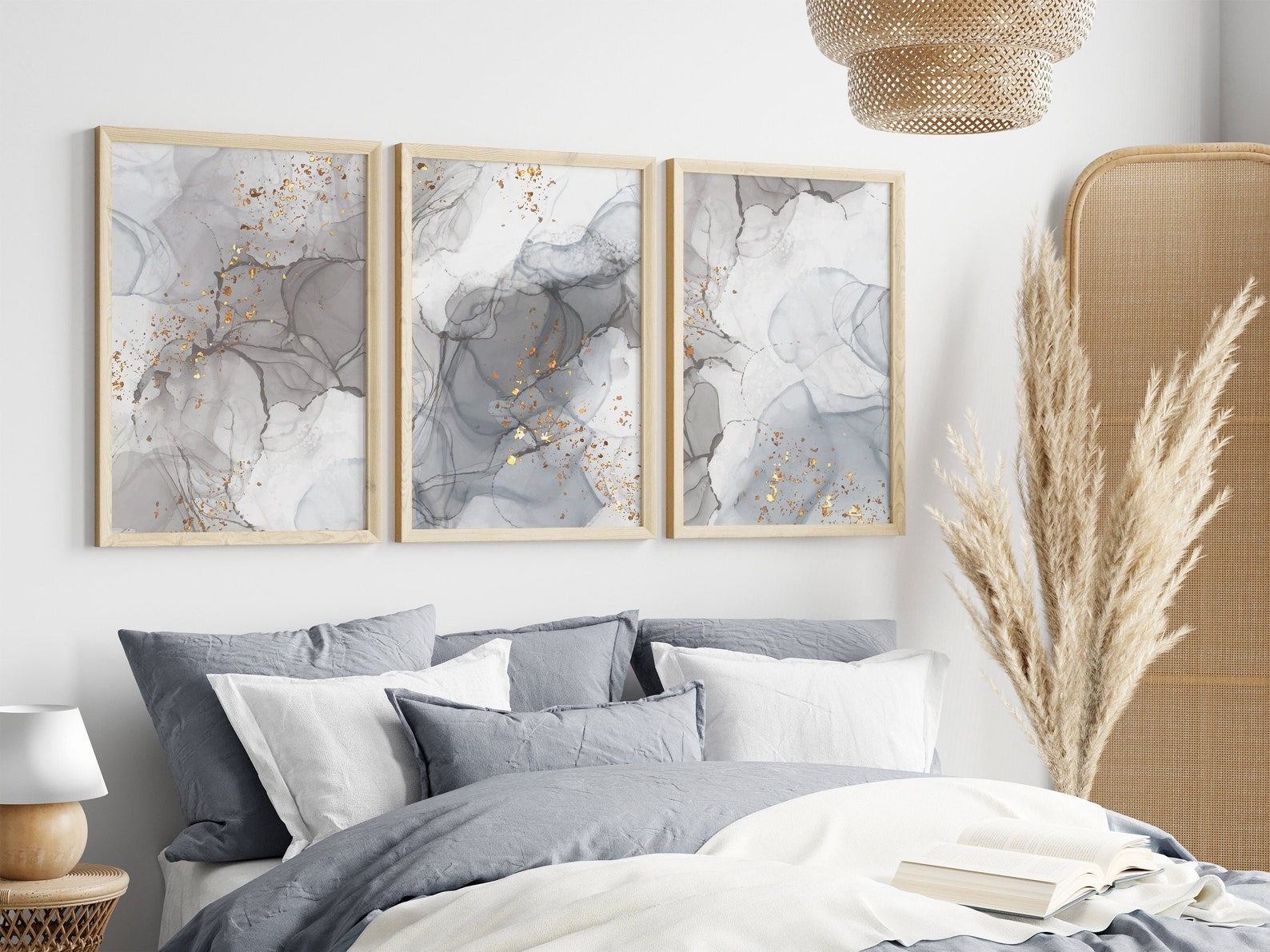 Grey Abstract Art Prints Set of 3 Posters Marble Wall - Etsy