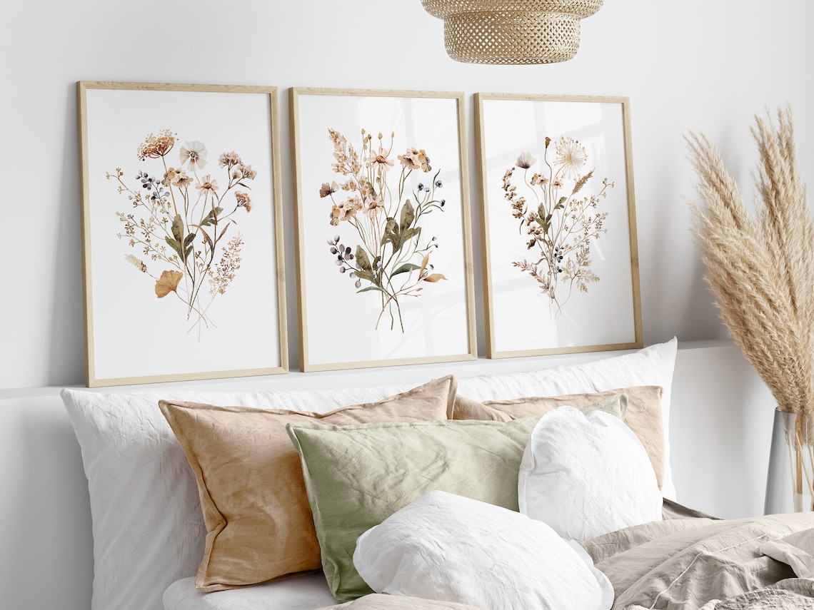 Watercolor Botanical Prints Wildflowers Wall Art Floral - Etsy