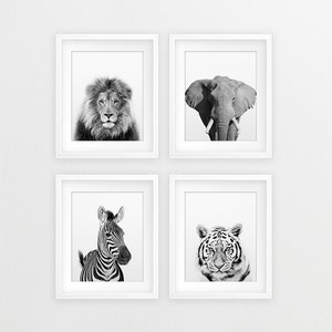 Zebra Print, Safari Animals Art, Nursery Wall Art, Black & White, Safari Nursery Decor, Safari Animal Prints, Modern Art, Kids Printable Art image 4