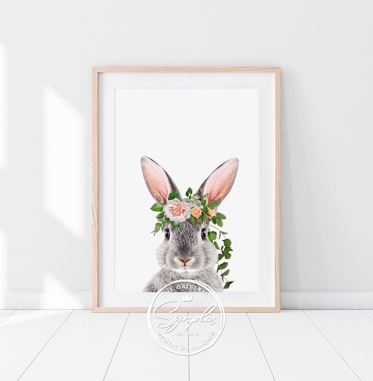 Rabbit Print Set of 2 Bunny Prints Bunny Flower Crown Bunny | Etsy