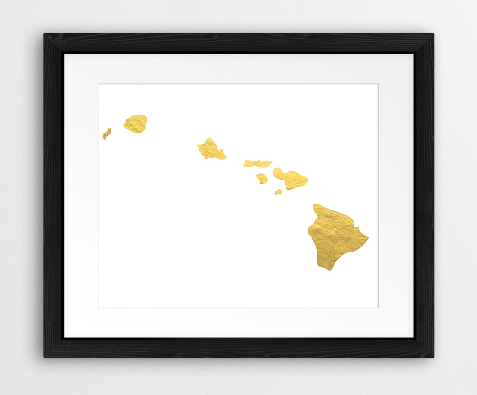 Hawaii State Map Printable File USA Hawaii Silhouette Gold Etsy