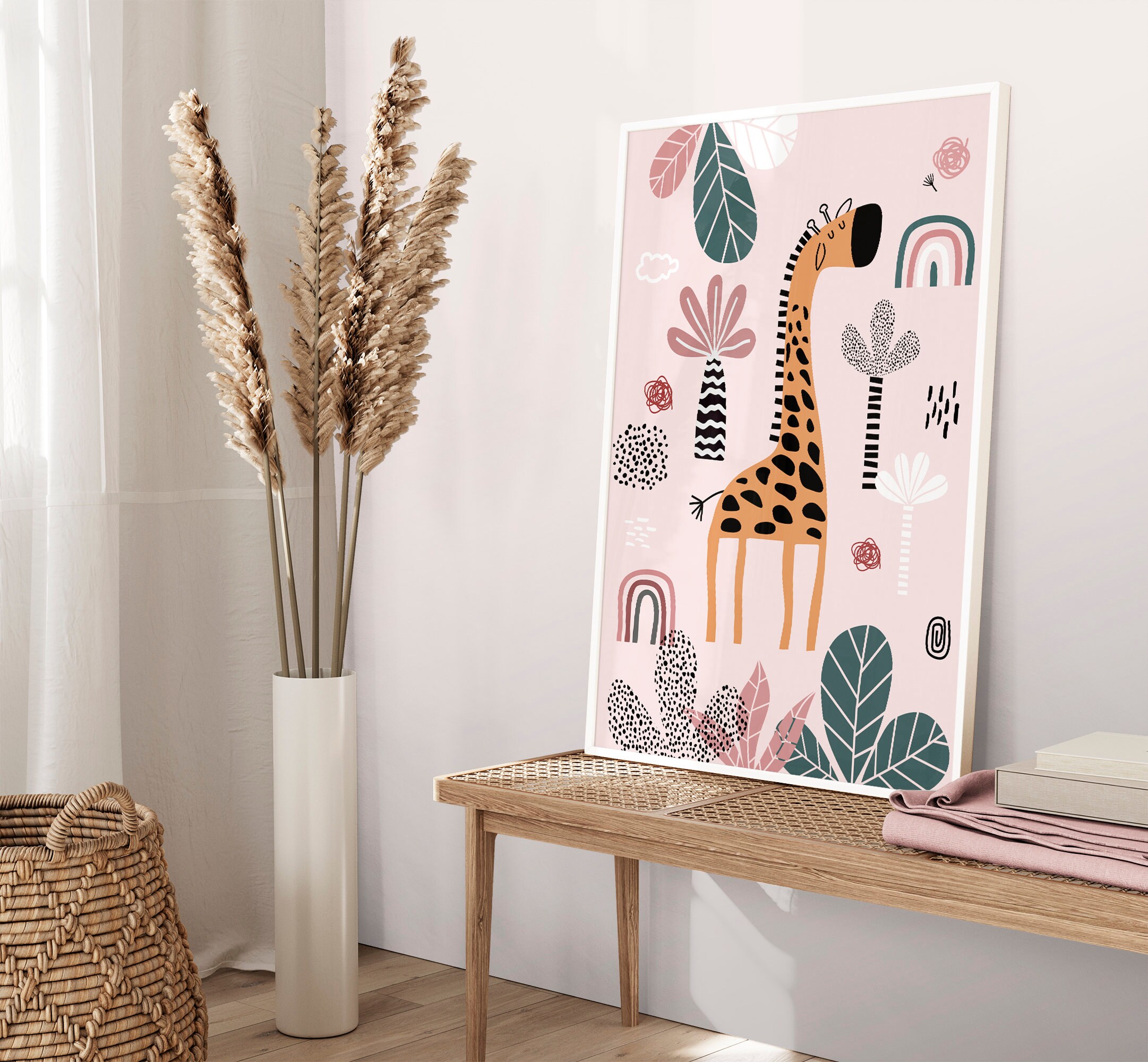 Safari Nursery Wall Prints Boho Nursery Set of 6 Prints Pink - Etsy