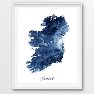 Ireland Map Print, Ireland Wall Art, Ireland Watercolor Blue, Ireland Map Watercolor Print, Home Office Decor, Travel, Modern, Printable Art image 3
