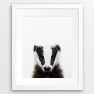 Badger Print, Nursery Wall Art, Badger Art, Baby Animals Nursery, Nursery Decor, Woodland Animals, Forest Animals, Kids Room Printable Art image 2