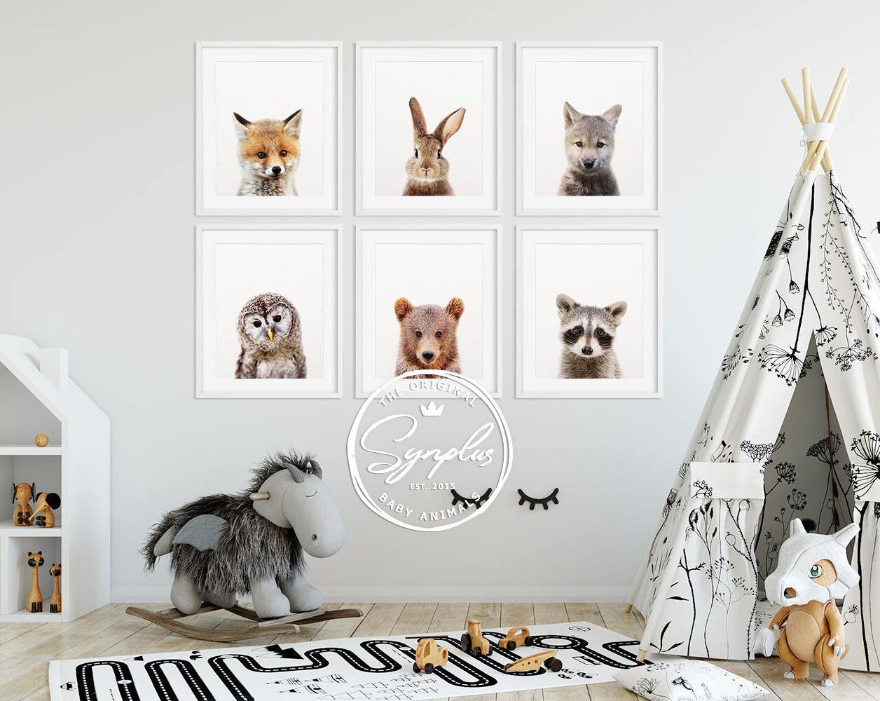 Woodland Nursery Decor Baby Animals Set 6 Bunny Fox Bear Owl Etsy