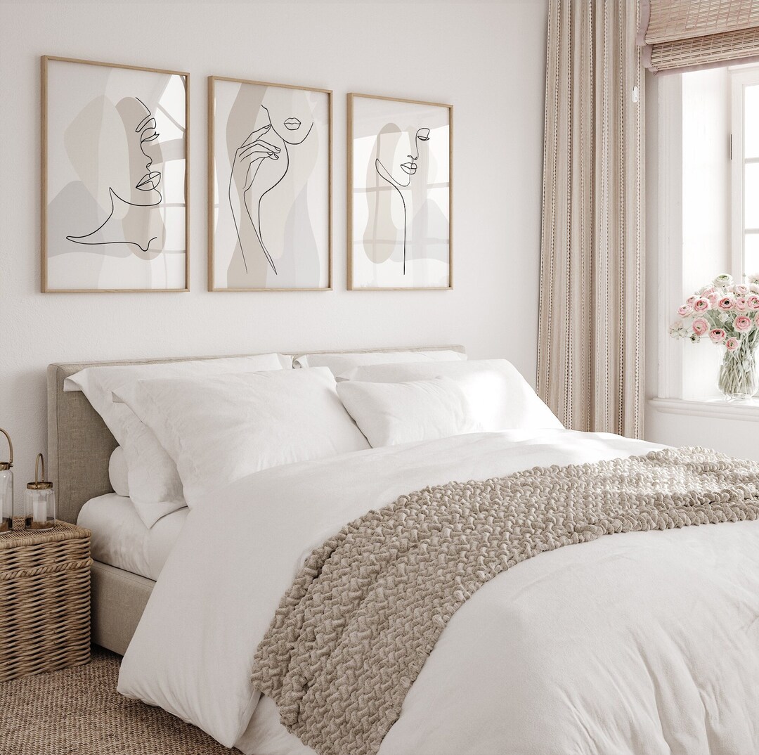 Neutral Wall Art Prints, Line Art, Set of 3 Neutral Prints, Minimalist ...