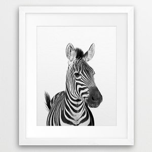 Zebra Print, Safari Animals Art, Nursery Wall Art, Black & White, Safari Nursery Decor, Safari Animal Prints, Modern Art, Kids Printable Art image 2