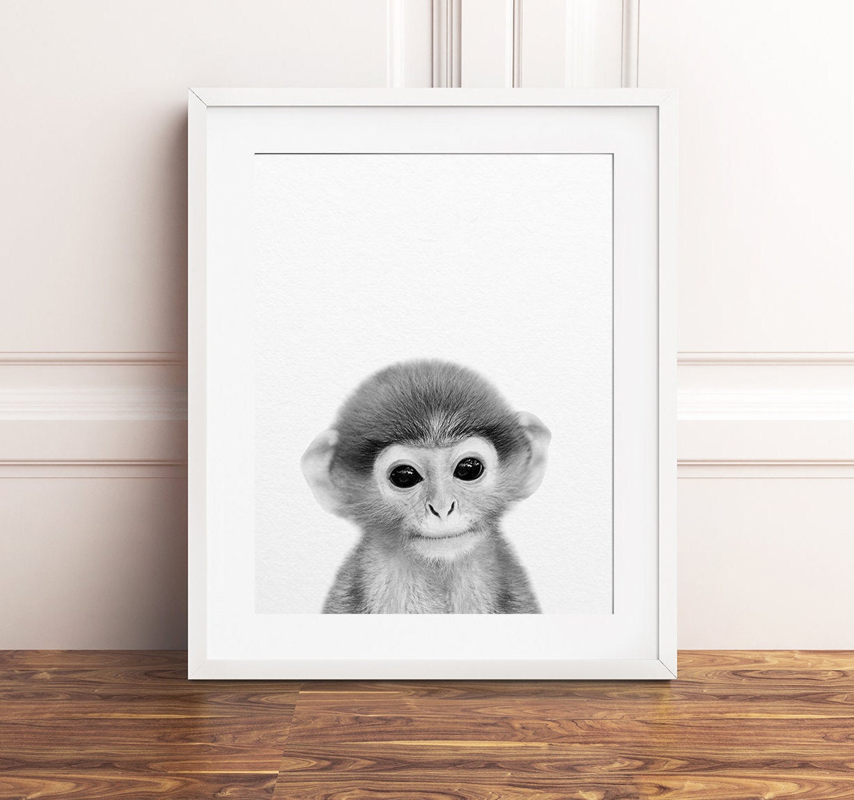 Monkey Print Baby Animal Wall Art African Jungle Animal Etsy