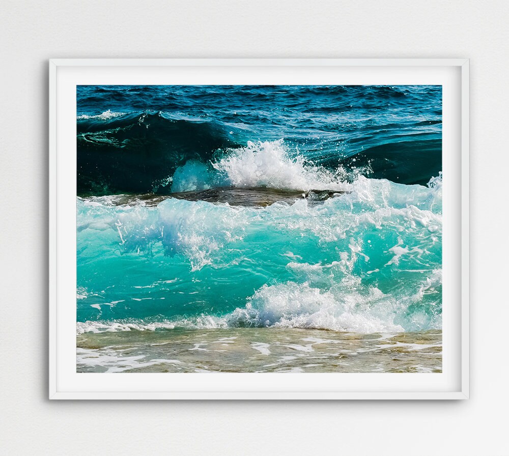 Ocean Print Ocean Waves Print Coastal Wall Art Turquoise Etsy