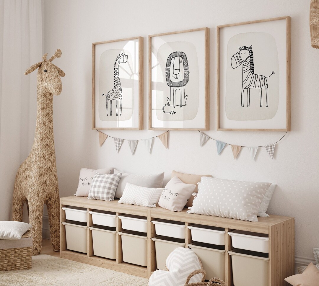 Safari Nursery Wall Prints, Boho Nursery Prints, Set of 3 Prints ...
