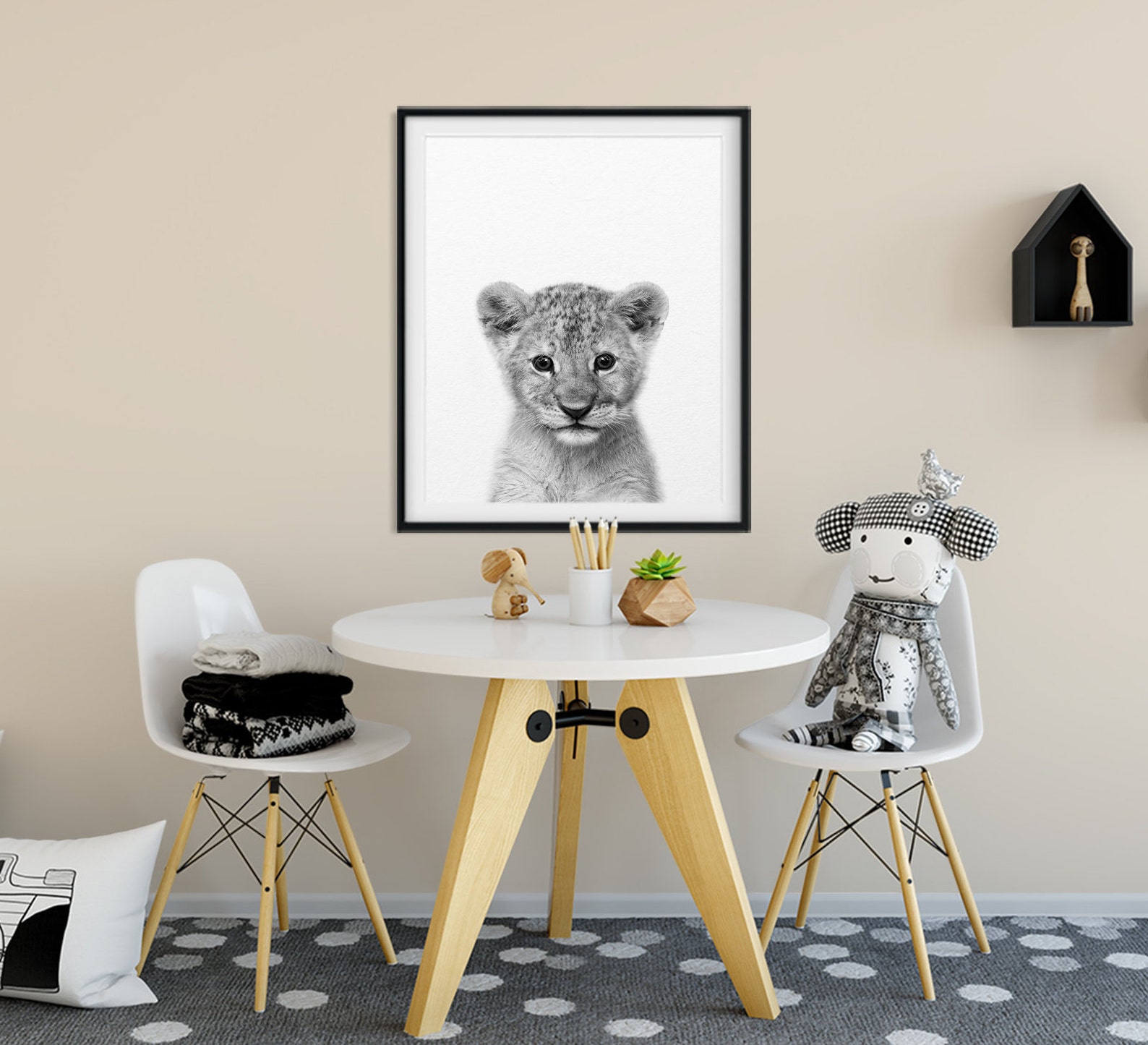 Baby Lion Print Safari Nursery Decor Baby Animals Safari Etsy