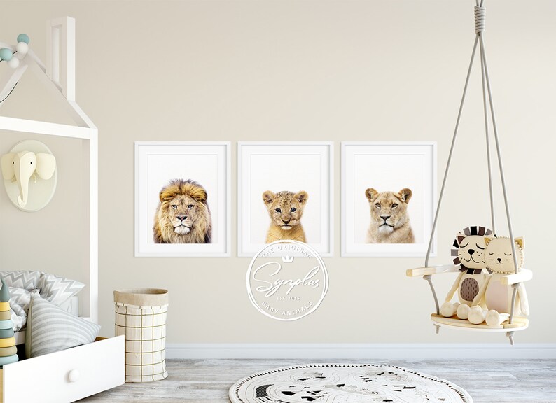 Safari Nursery Decor Lions Family Print Safari Animals Set Etsy
