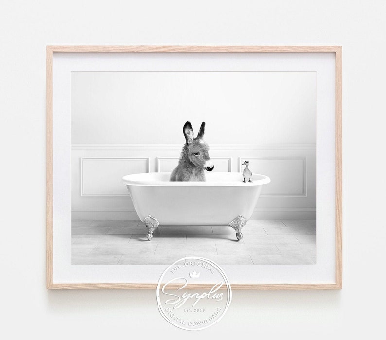 Baby Donkey in Bathtub Printable Art Whimsy Animal Bathroom Etsy Baby Donkey in Bathtub Printable Art Whimsy Animal Bathroom Etsy