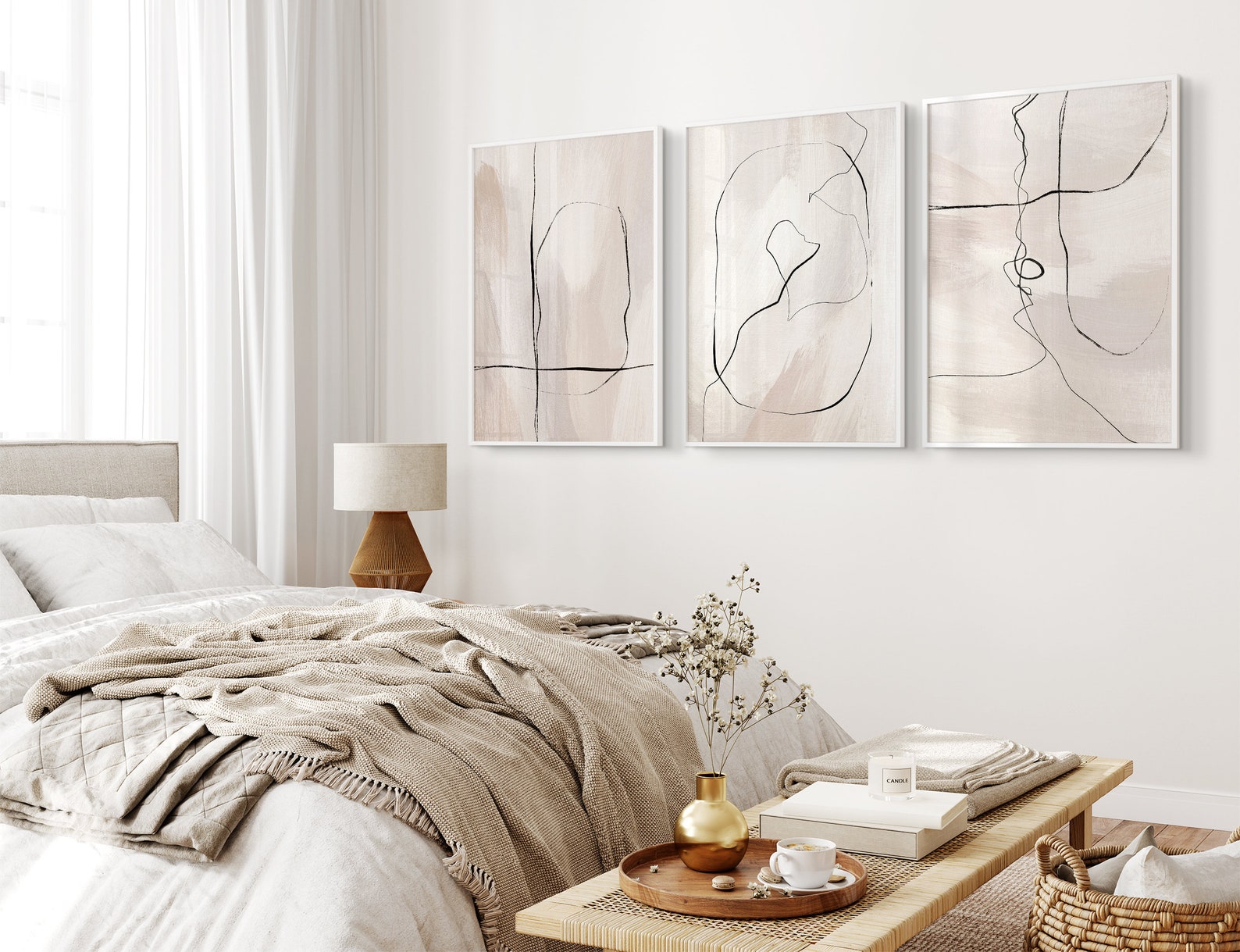 Neutral Abstract Art Prints, Beige Abstract Gallery Wall Art, Set of 3 ...