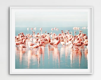 Flamingo Print, Flamingo Wall Art, Tropical Print, Large Wall Art, Flamingo Poster, Teal And Pink, Nature Print, Modern Art, Printable Art