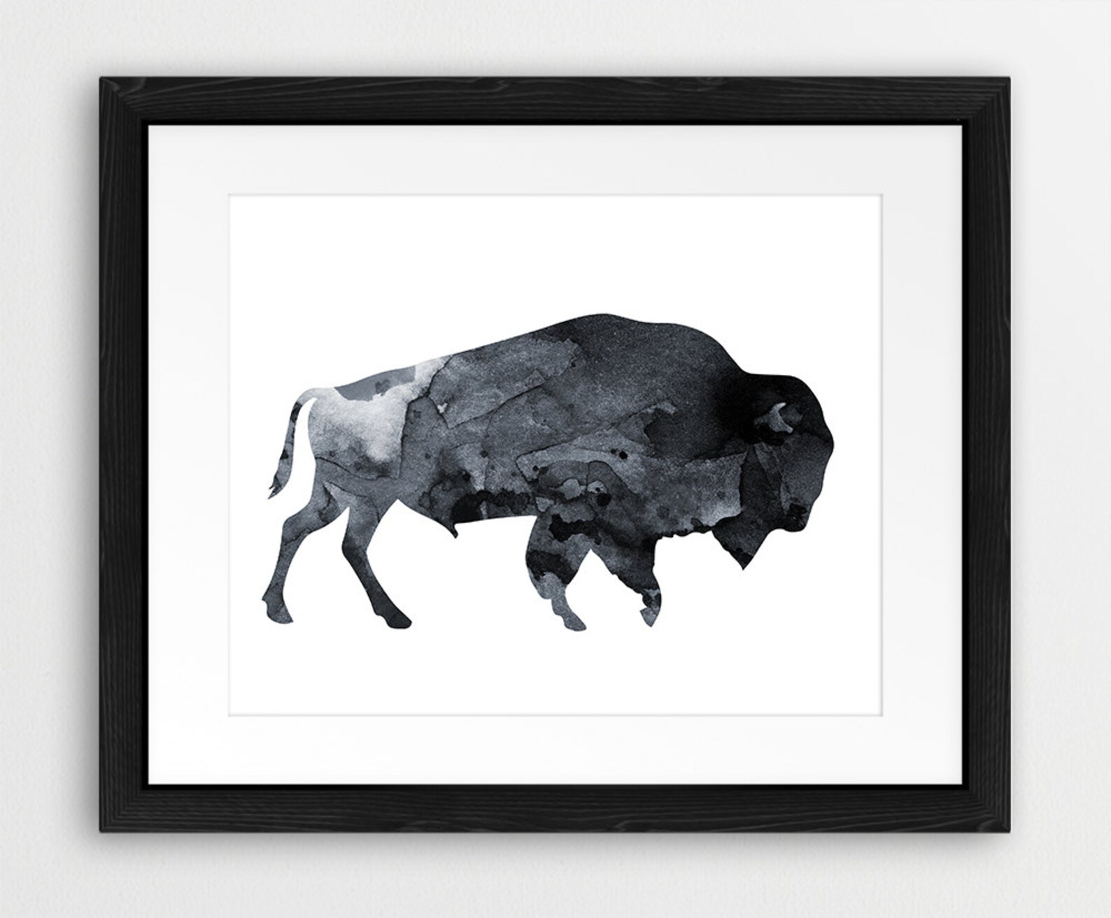 Buffalo Watercolor Print Bison Wall Art Buffalo Watercolor Etsy