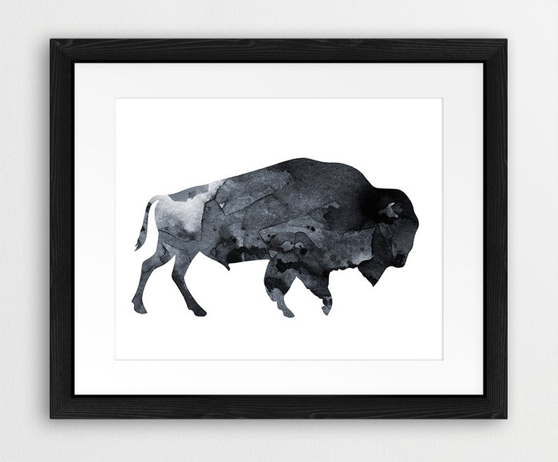 Buffalo Watercolor Print Bison Wall Art Buffalo Watercolor Etsy
