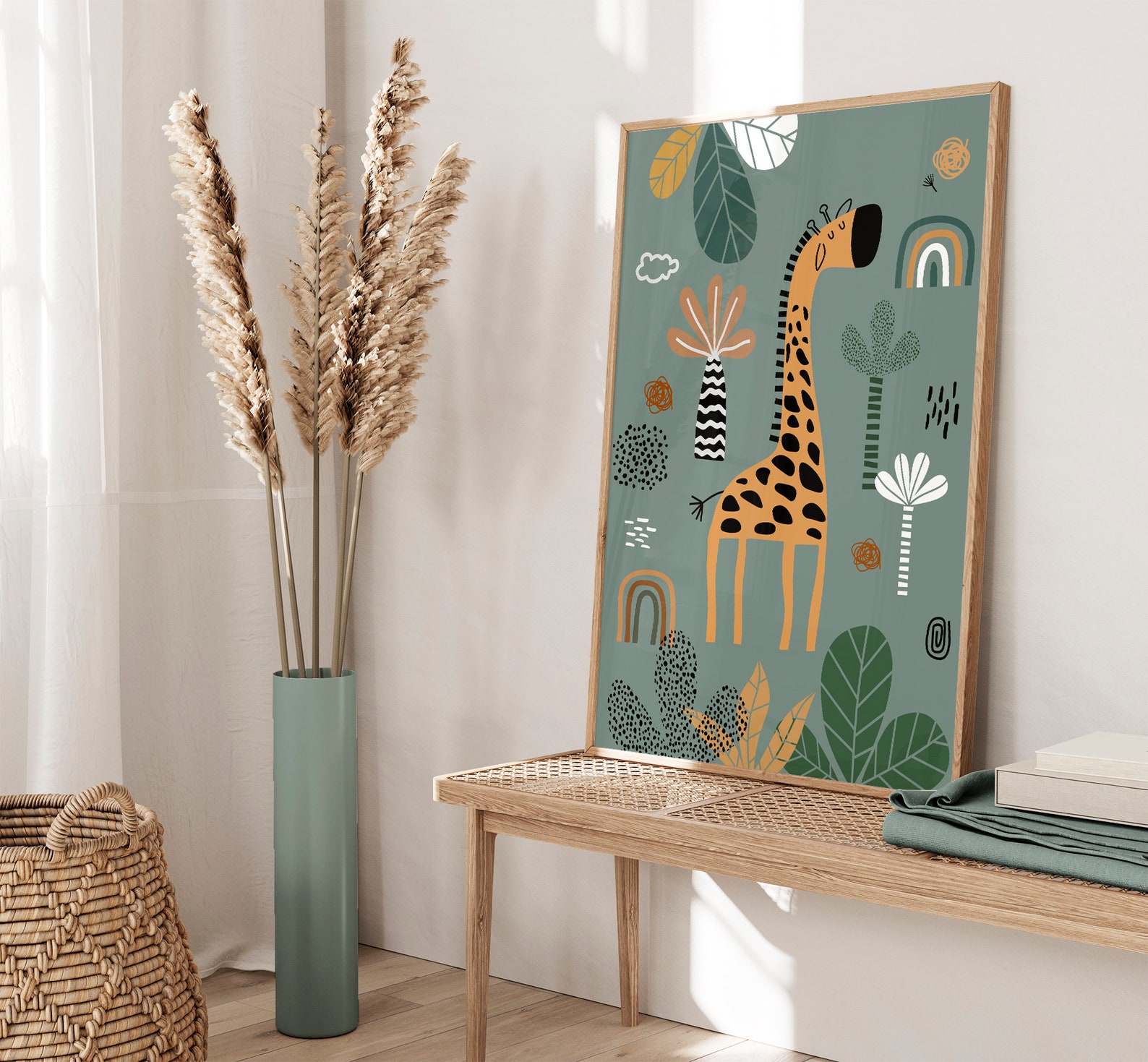 Safari Nursery Wall Prints, Boho Nursery Prints, Set of 3 Prints, Green ...