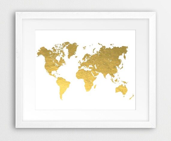 Gold Foil Digital Art Shining Gold Art Map World Map Clip Art Map of the World Commercial Use Digital Download Clipart Globe Wall Art