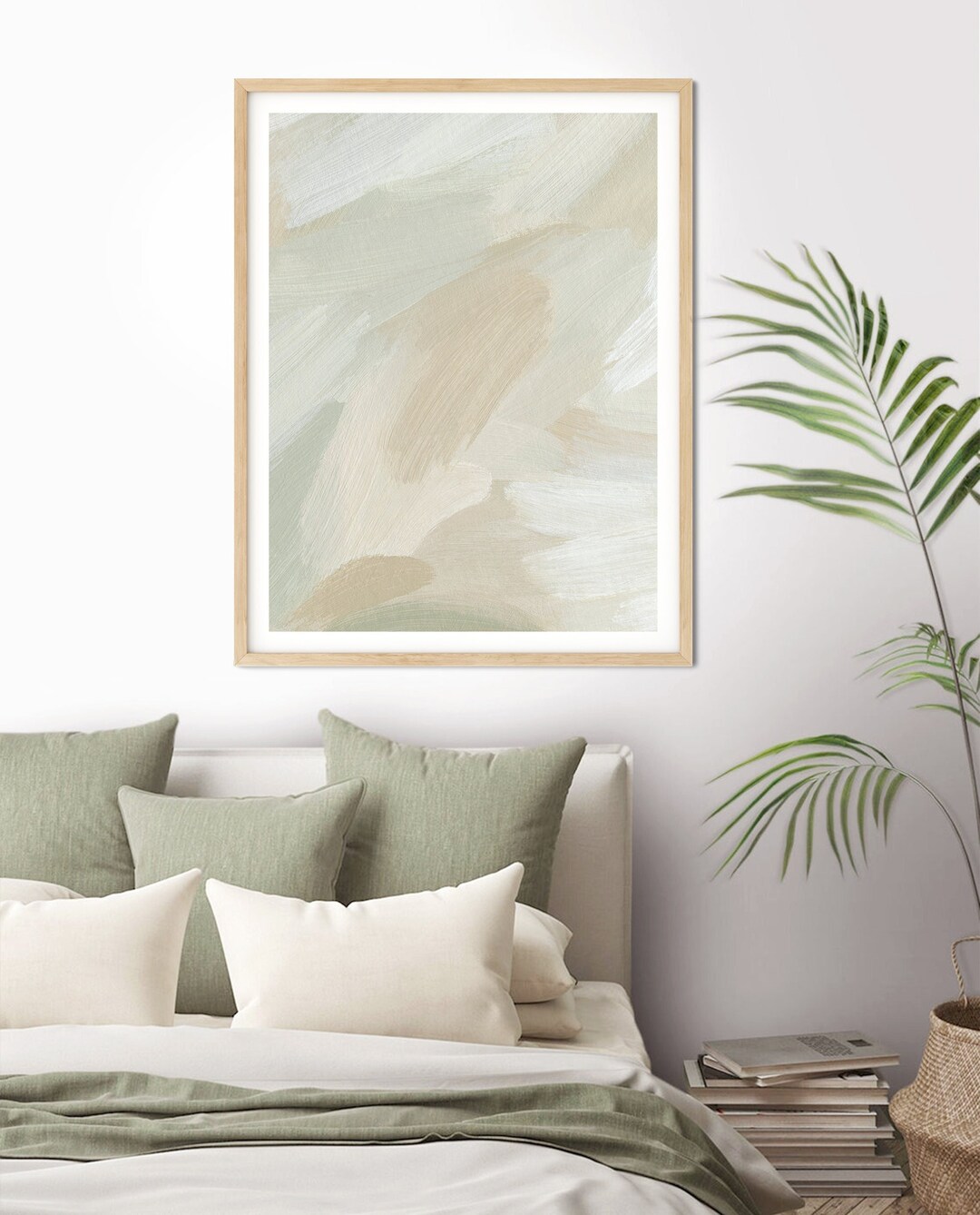 Abstract Print, Sage Green & Beige Painting Art, Modern Minimalist ...