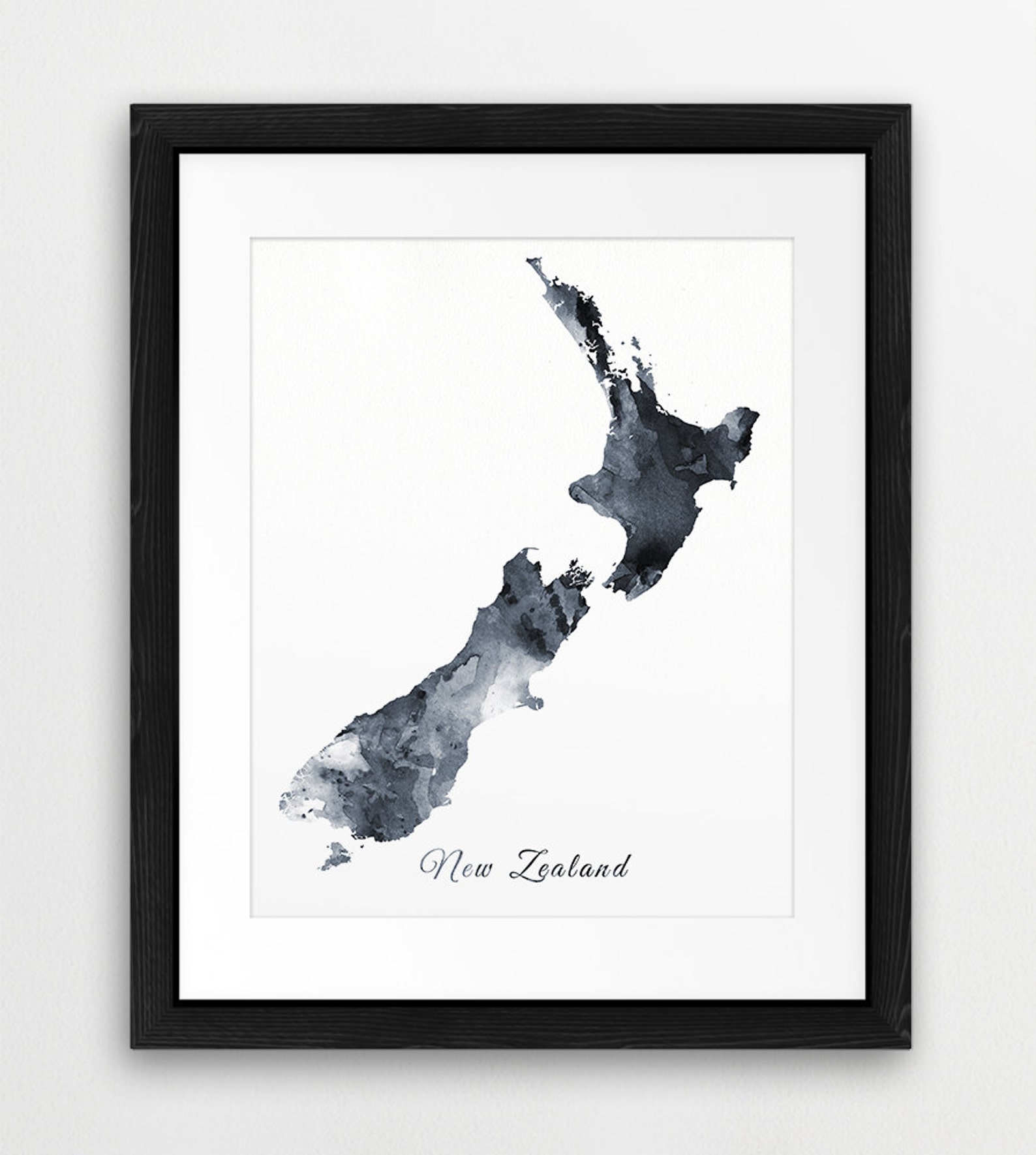 New Zealand Watercolor Map New Zealand Wall Art New Zealand Etsy