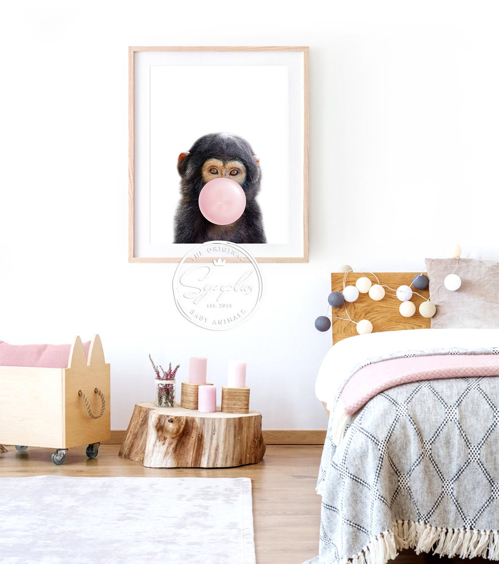Baby Monkey With Bubble Gum Monkey Blowing Bubble Gum Safari Etsy