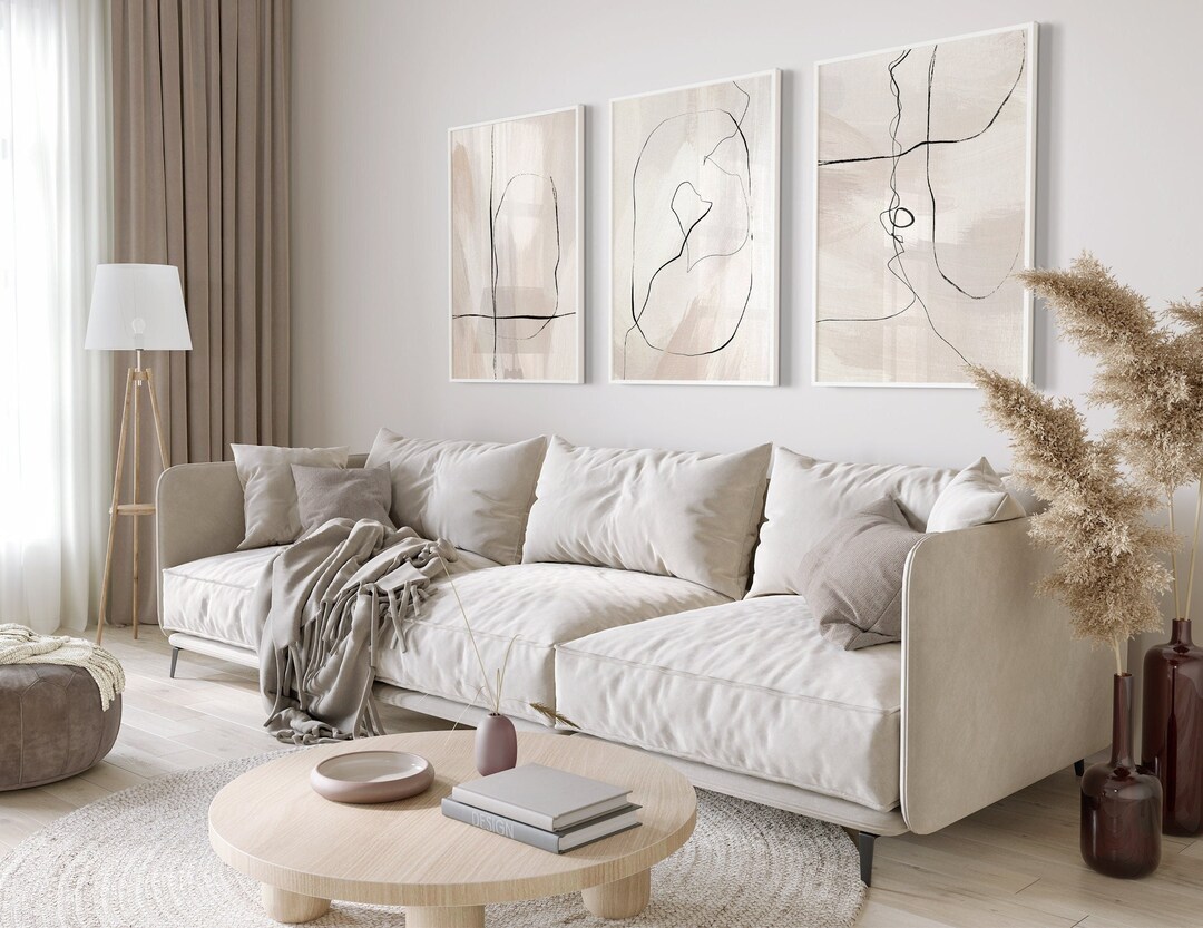 Neutral Abstract Art Prints, Beige Abstract Gallery Wall Art, Set of 3 ...