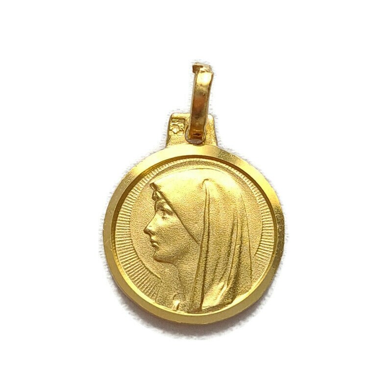 Pendentif Médaille de La Sainte Vierge Marie, Collier Charme Marie Lourdes
