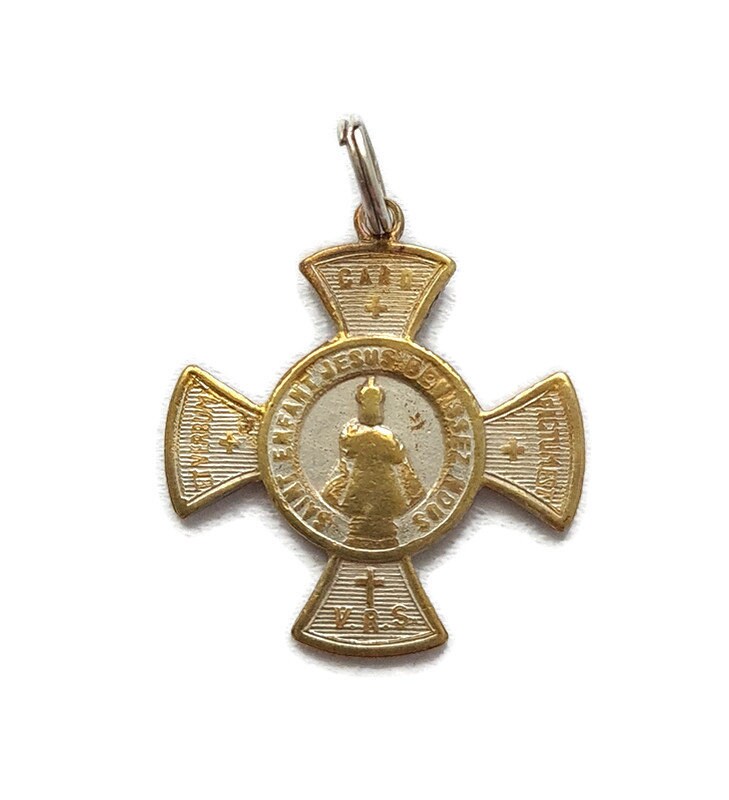 Médaille de Croix Vintage L'enfant Jésus Prague