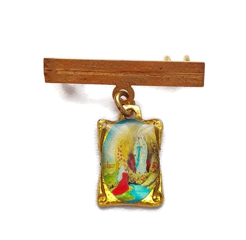 Broche de Médaille La Sainte Vierge Marie Lourdes, Épinglette Marie