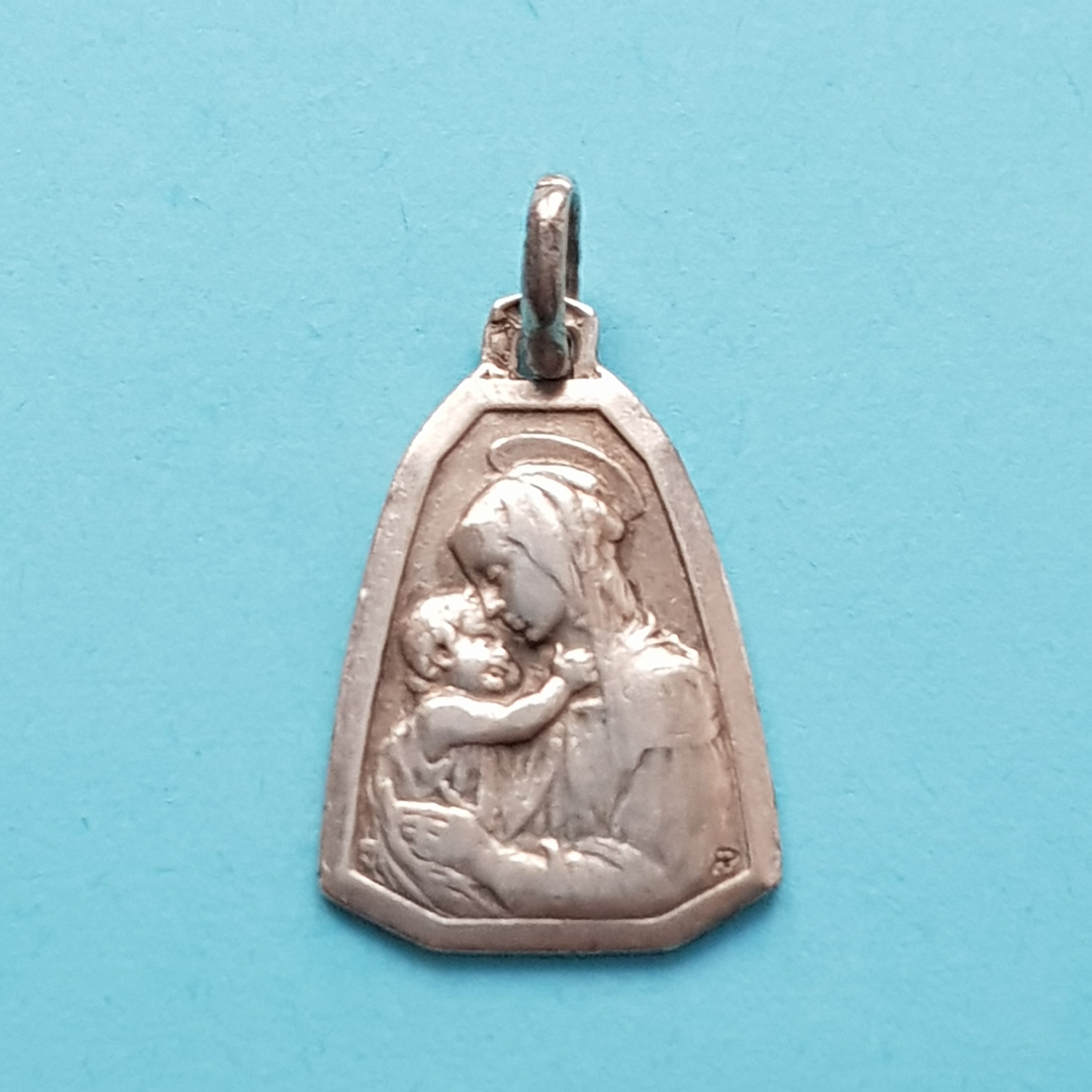 Vintage Holy Virgin Mary Whith Child Jesus Medal Pendentif, Charme Religieux