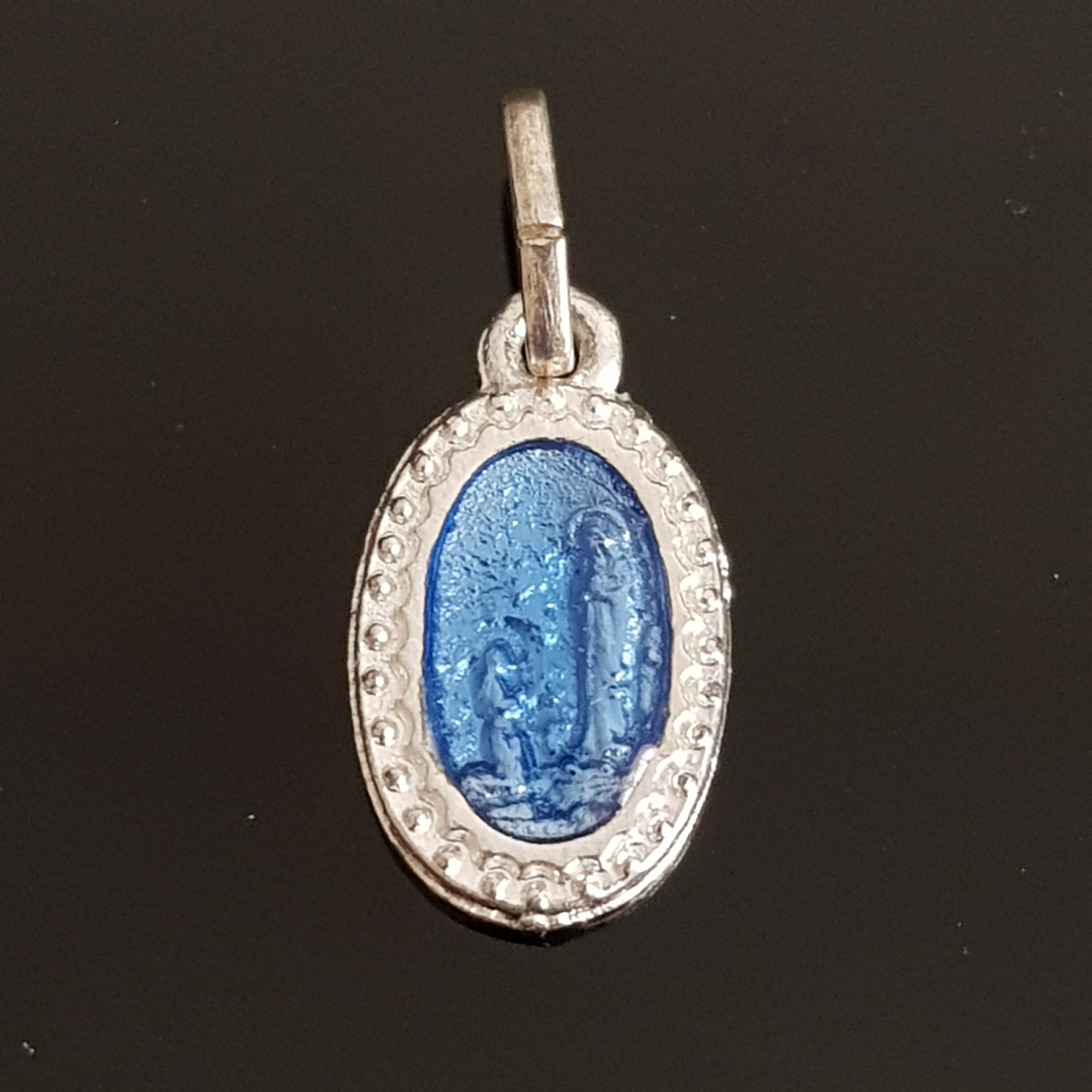 Charme de La Vierge Marie en Émail Bleu, Pendentif Médaille Lourdes