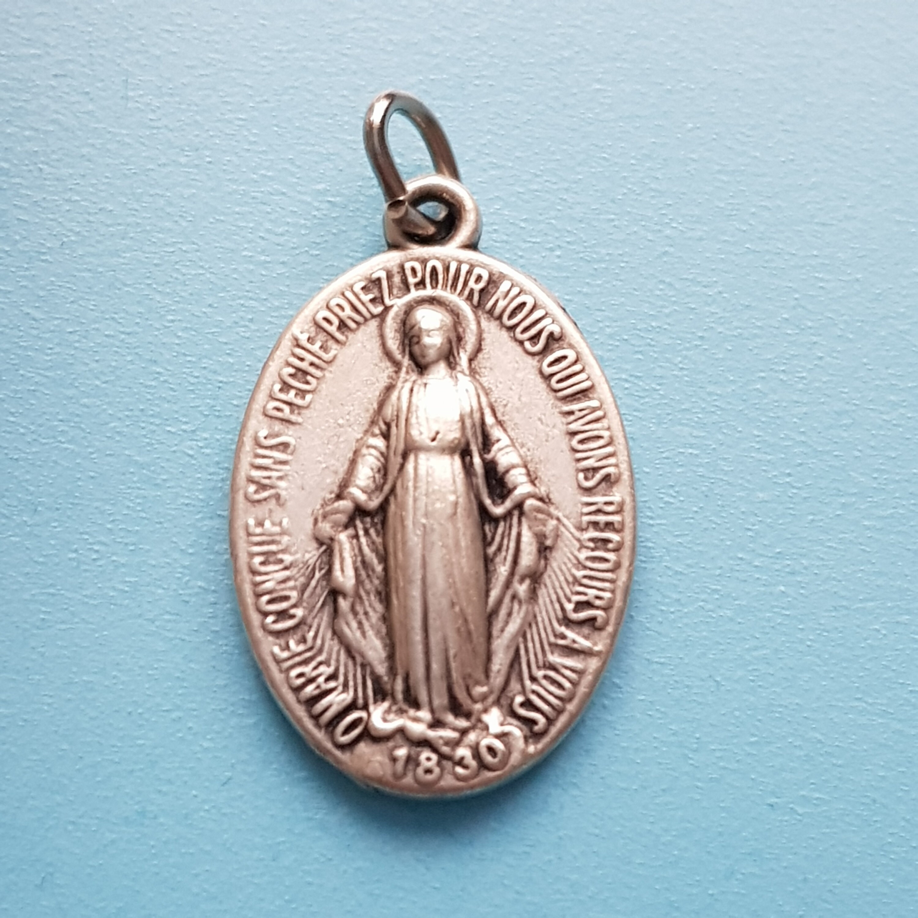 Pendentif Vintage Français Médaille Miraculeuse, Bijoux Chrétiens