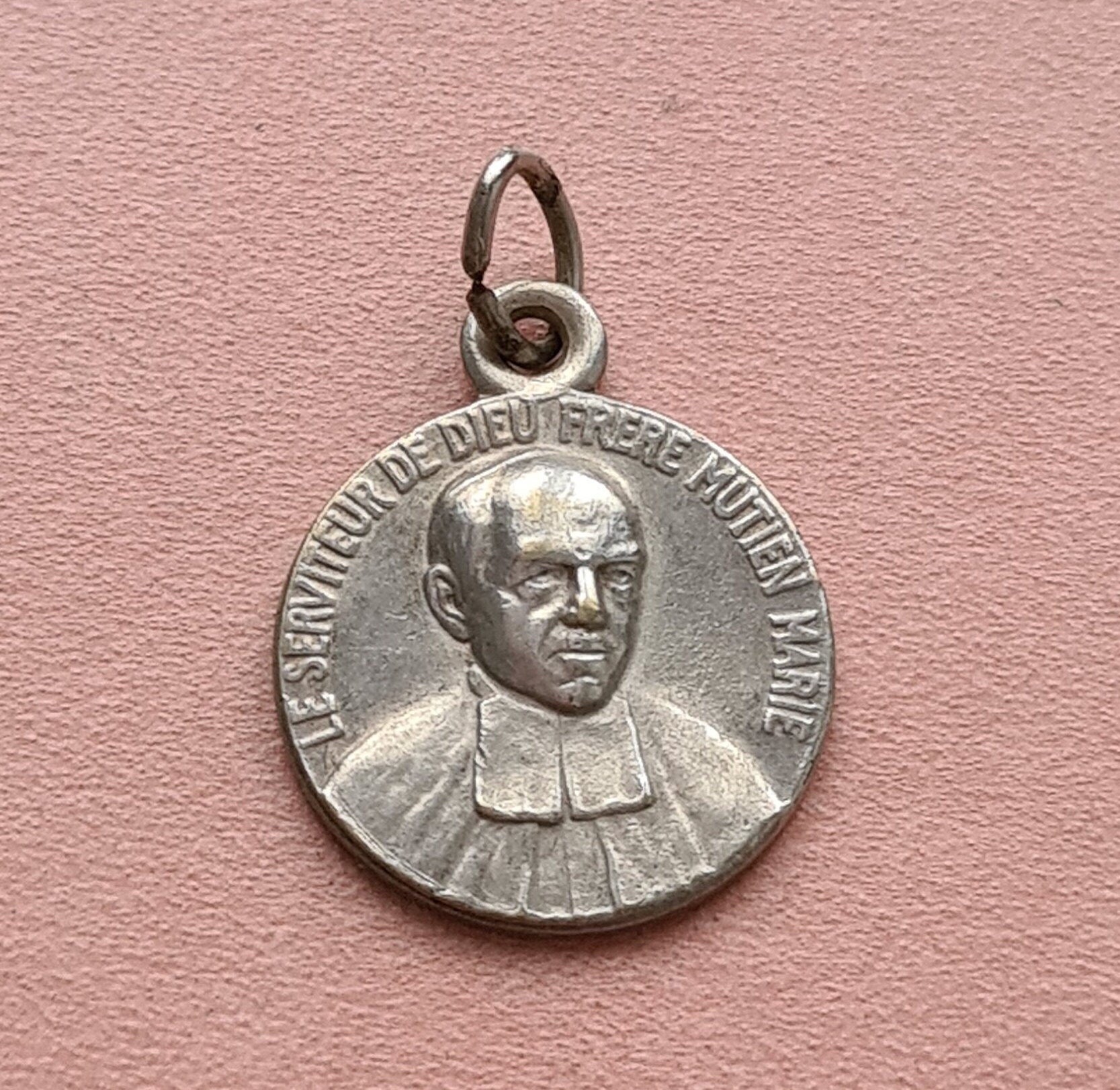 Pendentif Médaille Vintage Frère Mutien Marie Malonne, Signum Fidei, Souvenir de Malonne