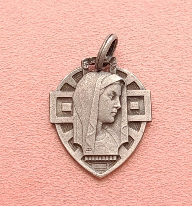 Pendentif Art Déco Médaille de La Sainte Vierge Marie