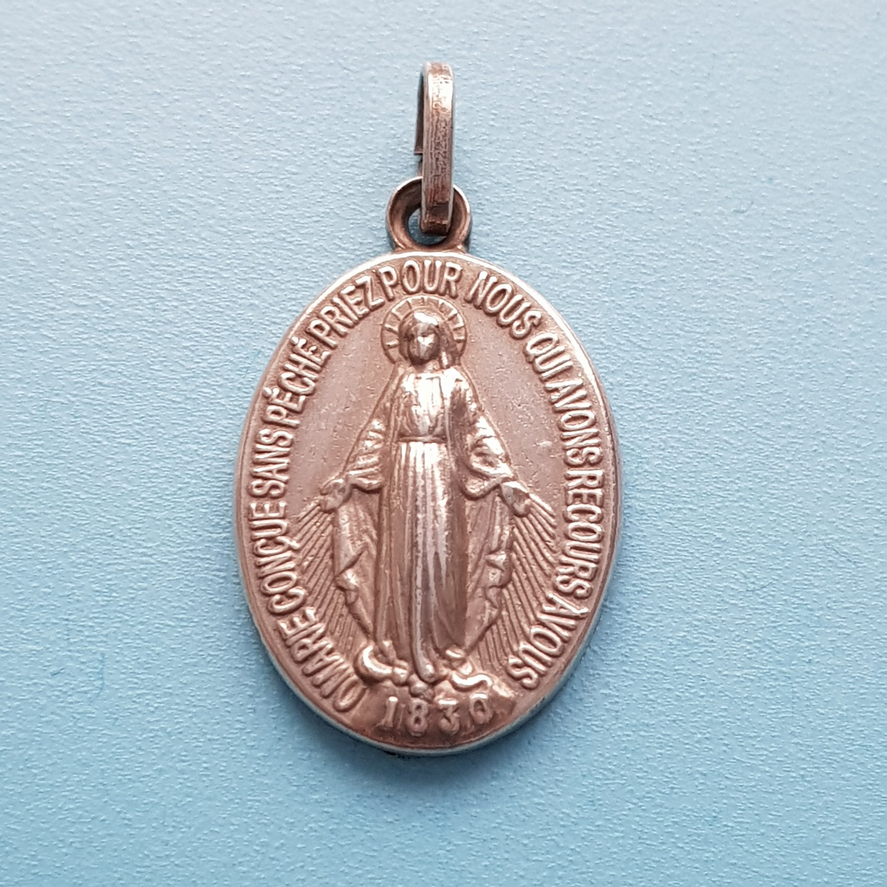 Pendentif Vintage Français Médaille Miraculeuse, Bijoux Chrétiens