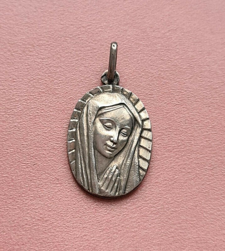 Pendentif Vintage Médaille de La Sainte Vierge Marie, Charme Lourdes