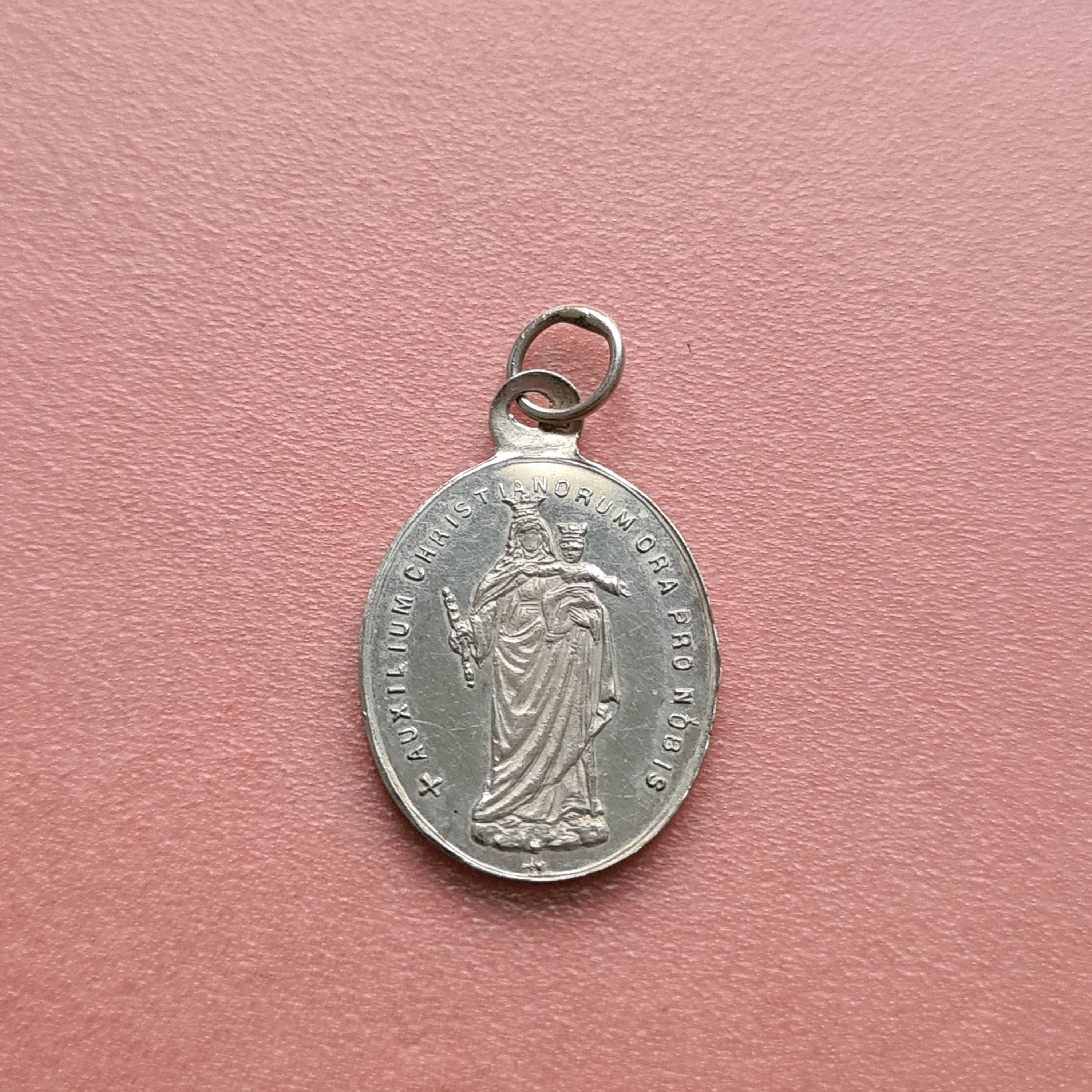 Vintage Mince Sainte Vierge Marie - Sacré-Cœur de Jésus Médaille