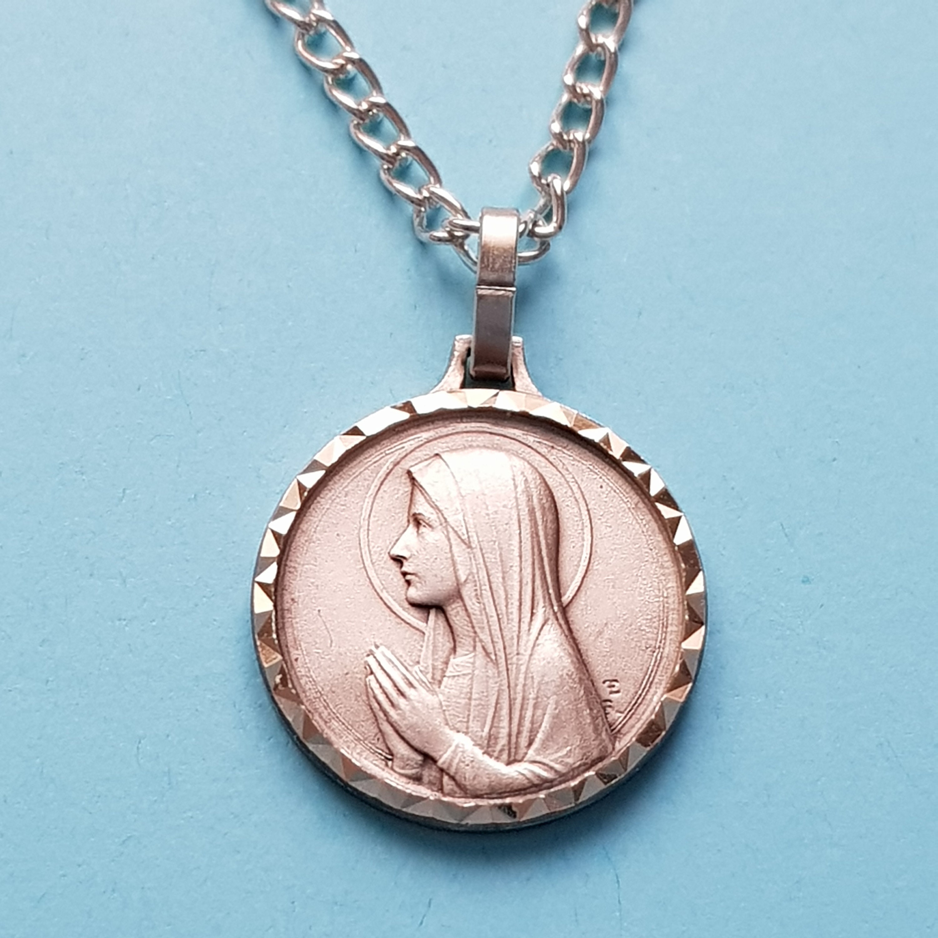 Vintage Notre-Dame de Lourdes Collier Pendentif Médaille