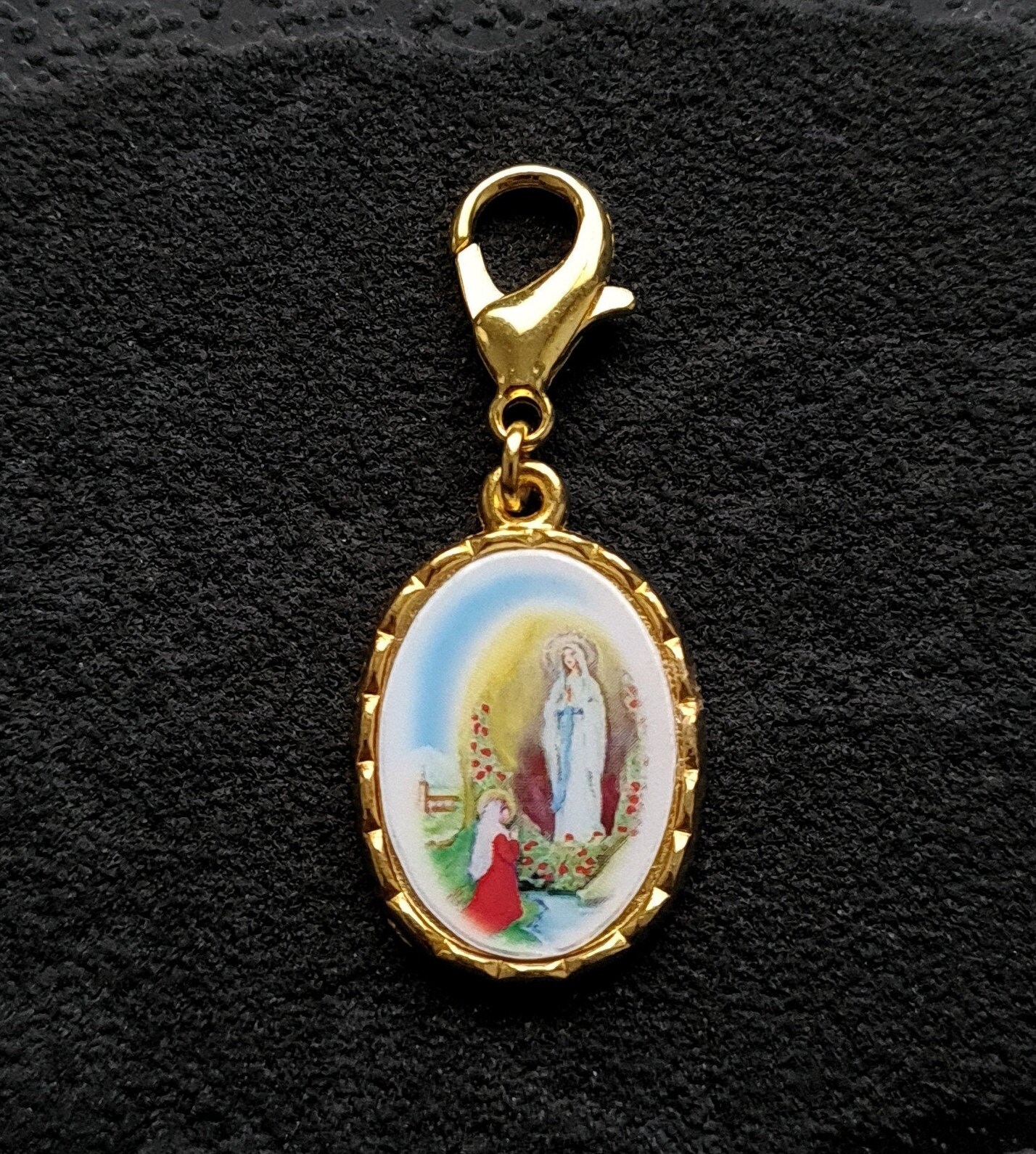 Charme Du Chapelet Turquoise de Lourdes, Charme Tir à Glissière, Marqueur La Sainte Vierge Marie, Fe