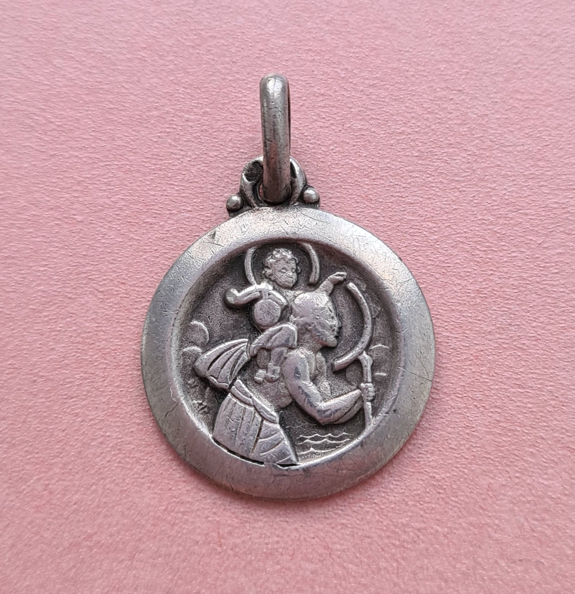 Pendentif Religieux Catholique Saint-Christophe, Médaille de Protection, A+ Rhésus, Bijoux Chrétiens