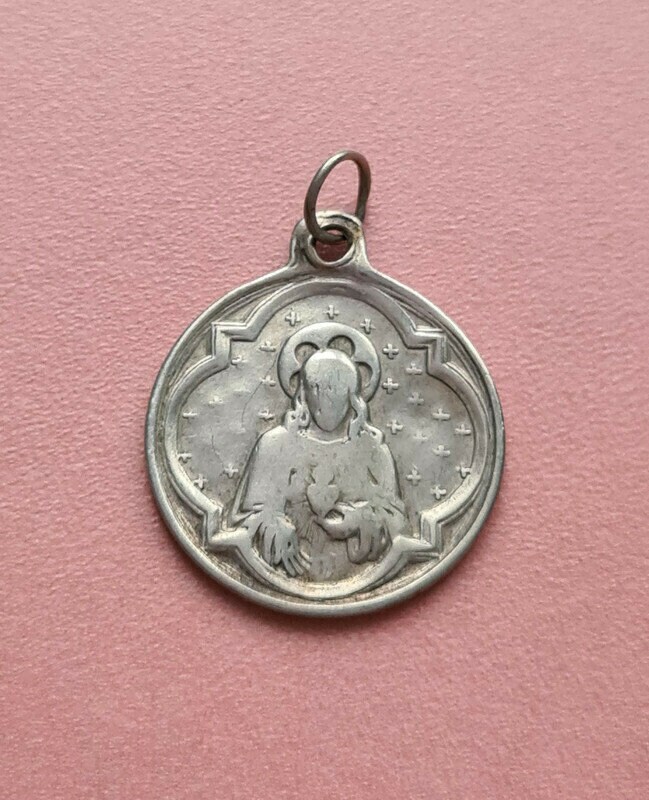 Antique Français Sacré Cœur de La Médaille Jésus, Basilique Du Sacré-Cœur Montmartre