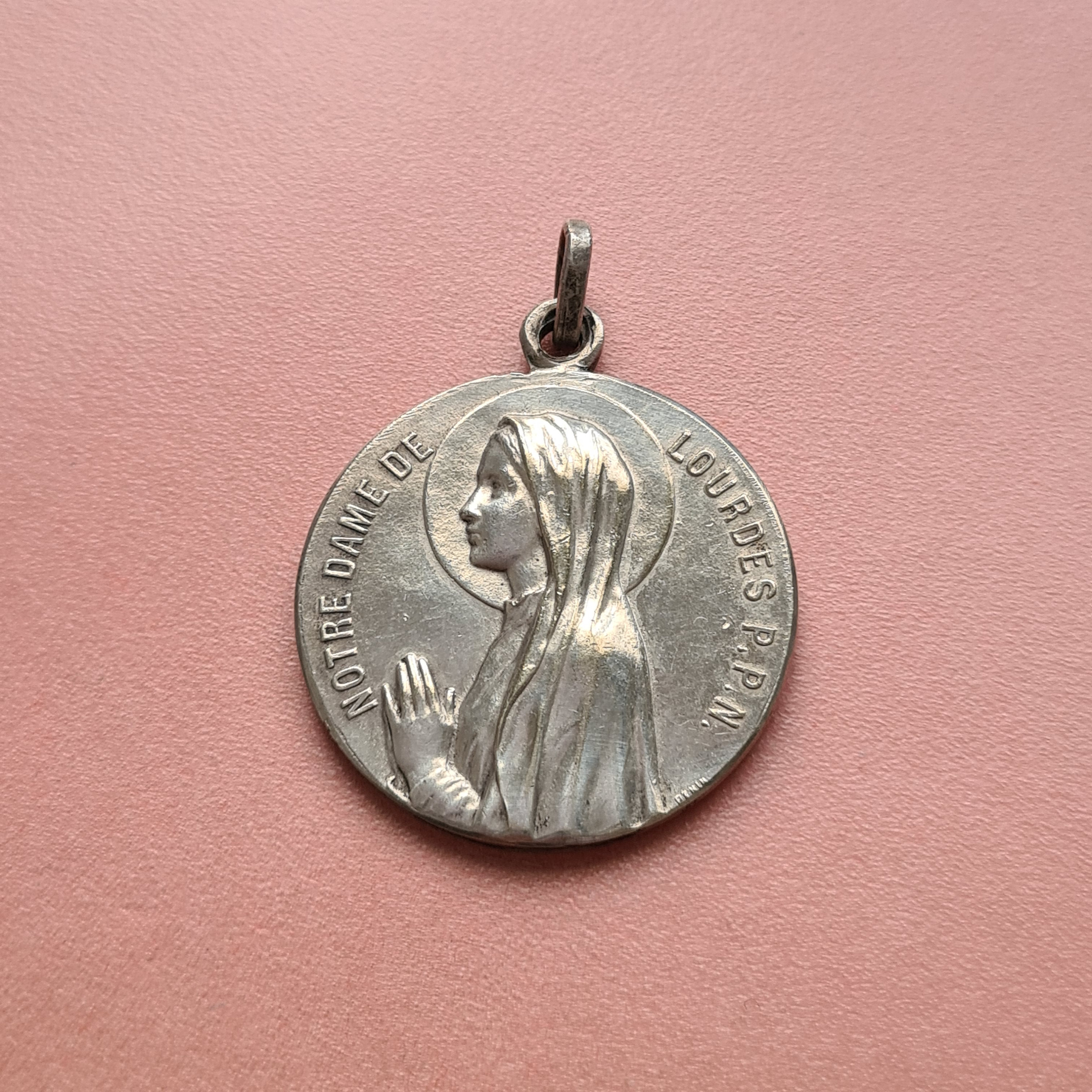 Grande Médaille de La Sainte Vierge Marie Lourdes Par Penin Poncet, Bijoux Religieux, Médaille Chrét