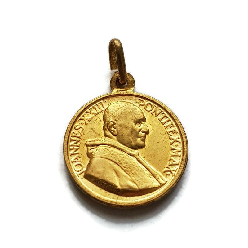 Pendentif Vintage Jean Xxiii et Médaille Saint-Pierre, Charme Joannes & San Pietro
