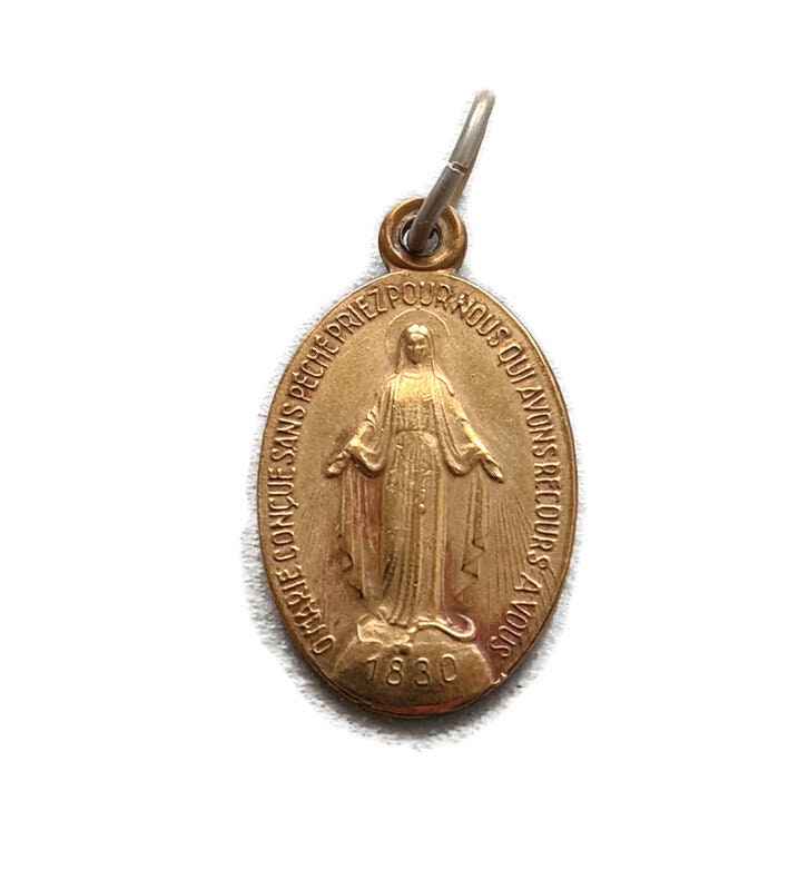Médaille Miraculeuse, Pendentif Médaille Sainte Vierge Marie, Ton d'or