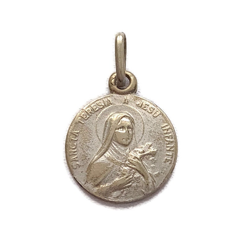 Pendentif Antique de La Médaille Sainte-Thérèse Lisieux, Collier Charme Sainte Thérèse