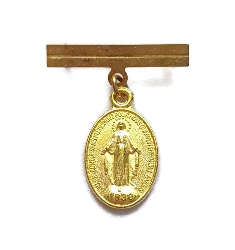 Broche de Médaille Miraculeuse, Épinglette Charme La Sainte Vierge Marie